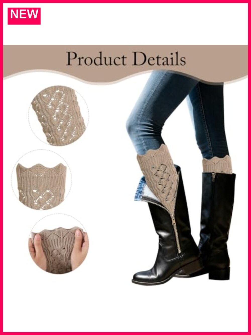 Women's Knitted Boot Cuffs Leg Warmers 3 Pairs Winter Wool Warmers
